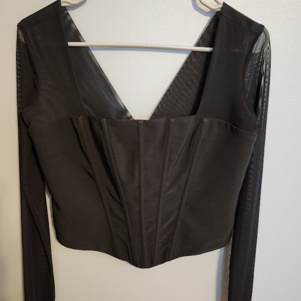 Kittenish Jaded Corset Top in Black Size Medium